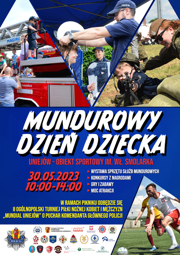 Plakat promujący mundurowy dzień dziecka.