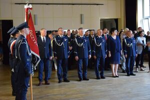 zdjęcie policjantów z uroczystości obchodów święta Policji w Bełchatowie.