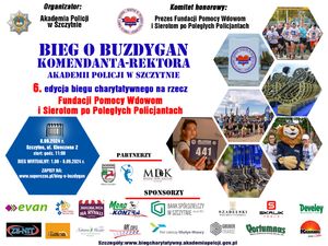 Plakat promujący Bieg o Buzdygan Komendanta - Rektora.