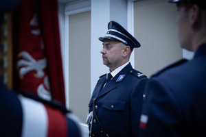 uroczysta zbiórka z okazji zdania i objęcia stanowiska Komendanta Powiatowego Policji.