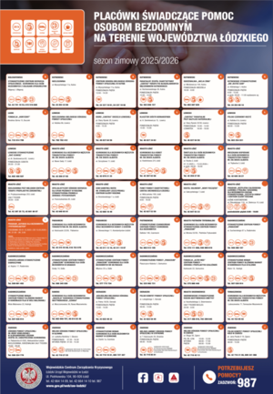 Placówki świadczące pomoc osobom bezdomnym na terenie województwa łódzkiego.