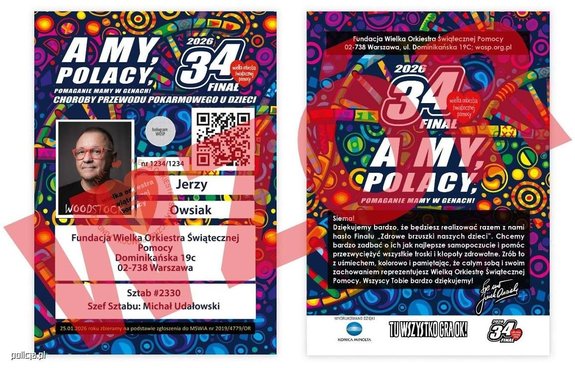 Wzór legitymacji wolontariusza.