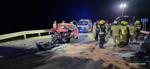 Na zdjęciu miejsce wypadku drogowego.